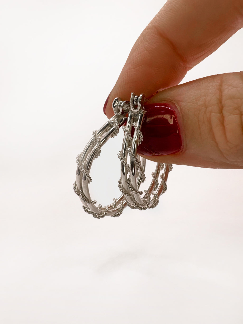 Sterling Silver Double Hoops with Rope Detail