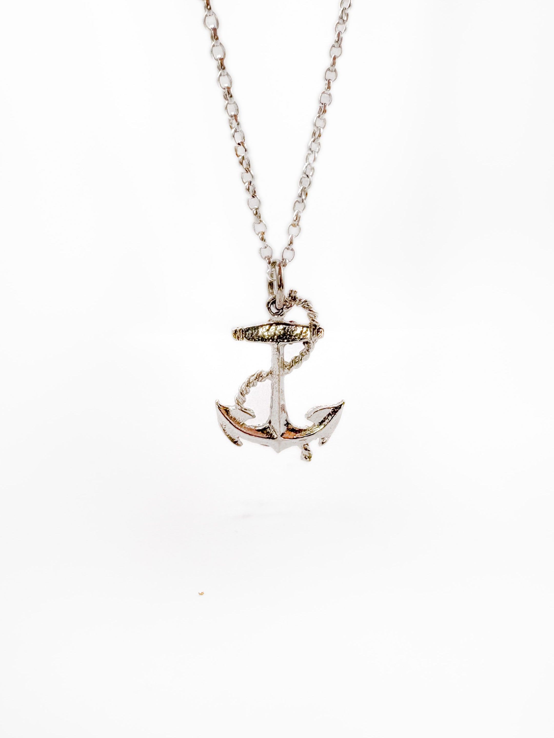 Sterling Silver Ornate Anchor Necklace