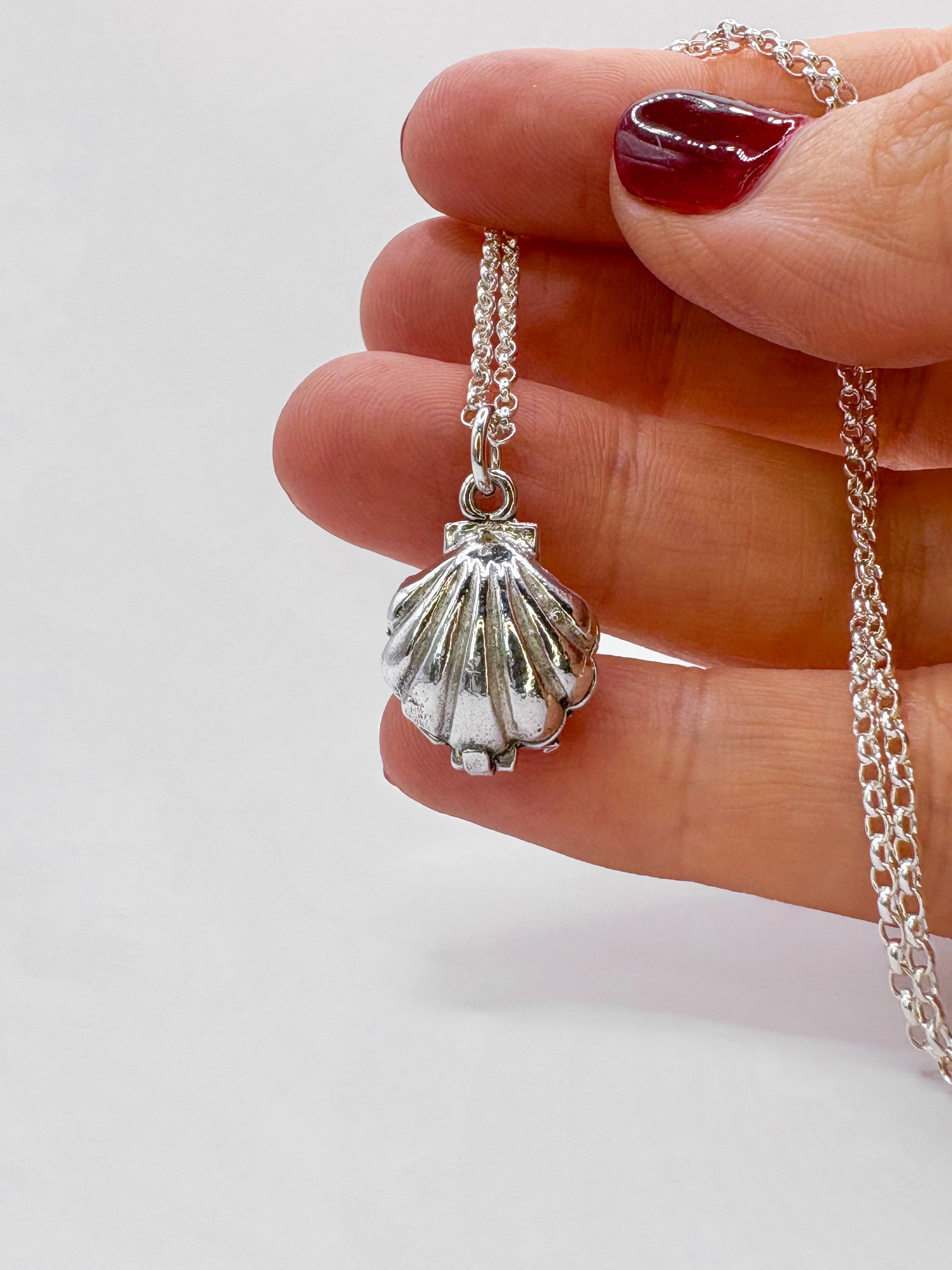Sterling Silver Shell Locket with Pearl