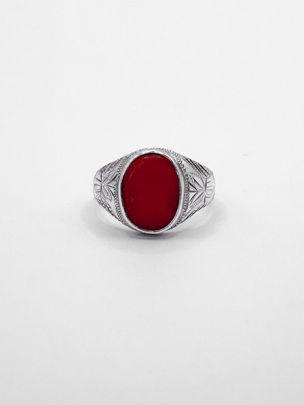 Sterling Silver Coral Signet Ring