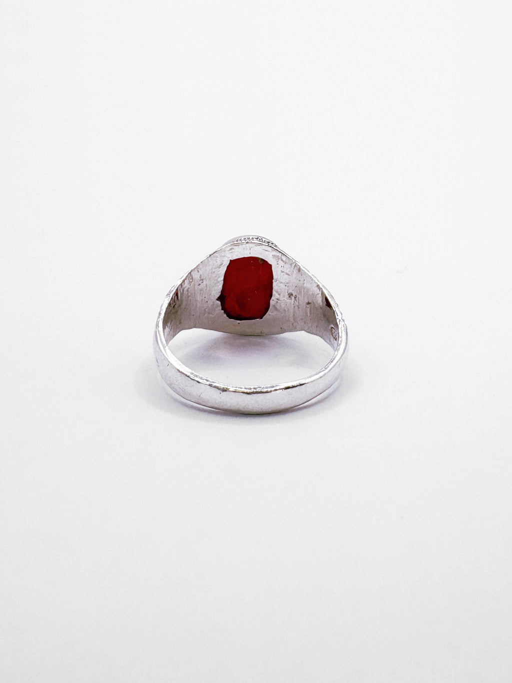 Sterling Silver Coral Signet Ring