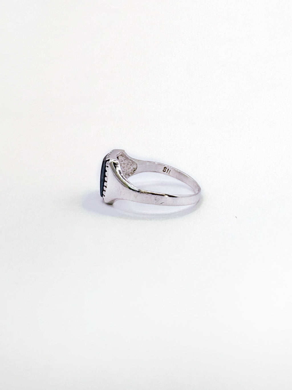 Sterling Silver Hematite Centurian Head Signet Ring