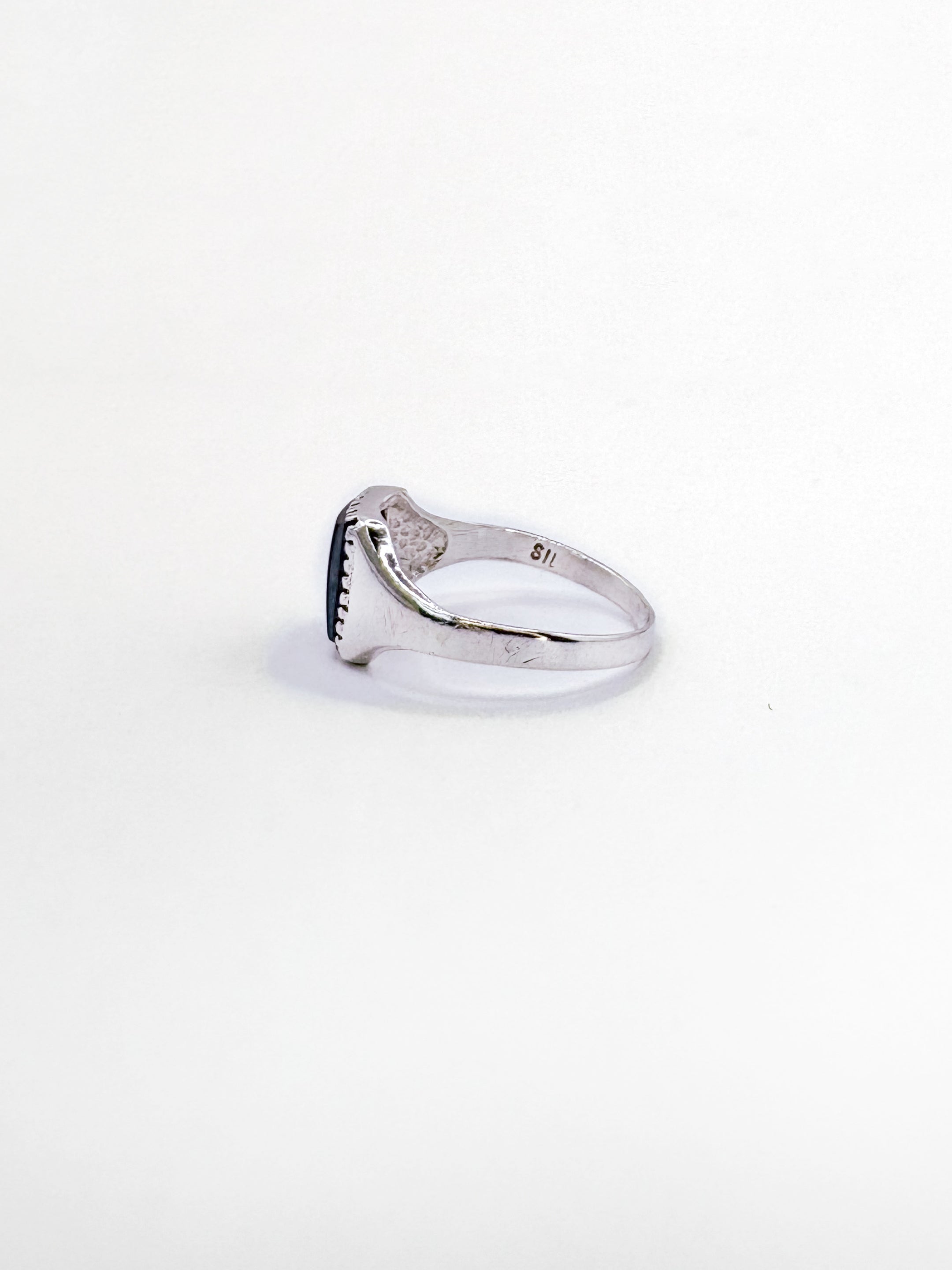 Sterling Silver Hematite Centurian Head Signet Ring