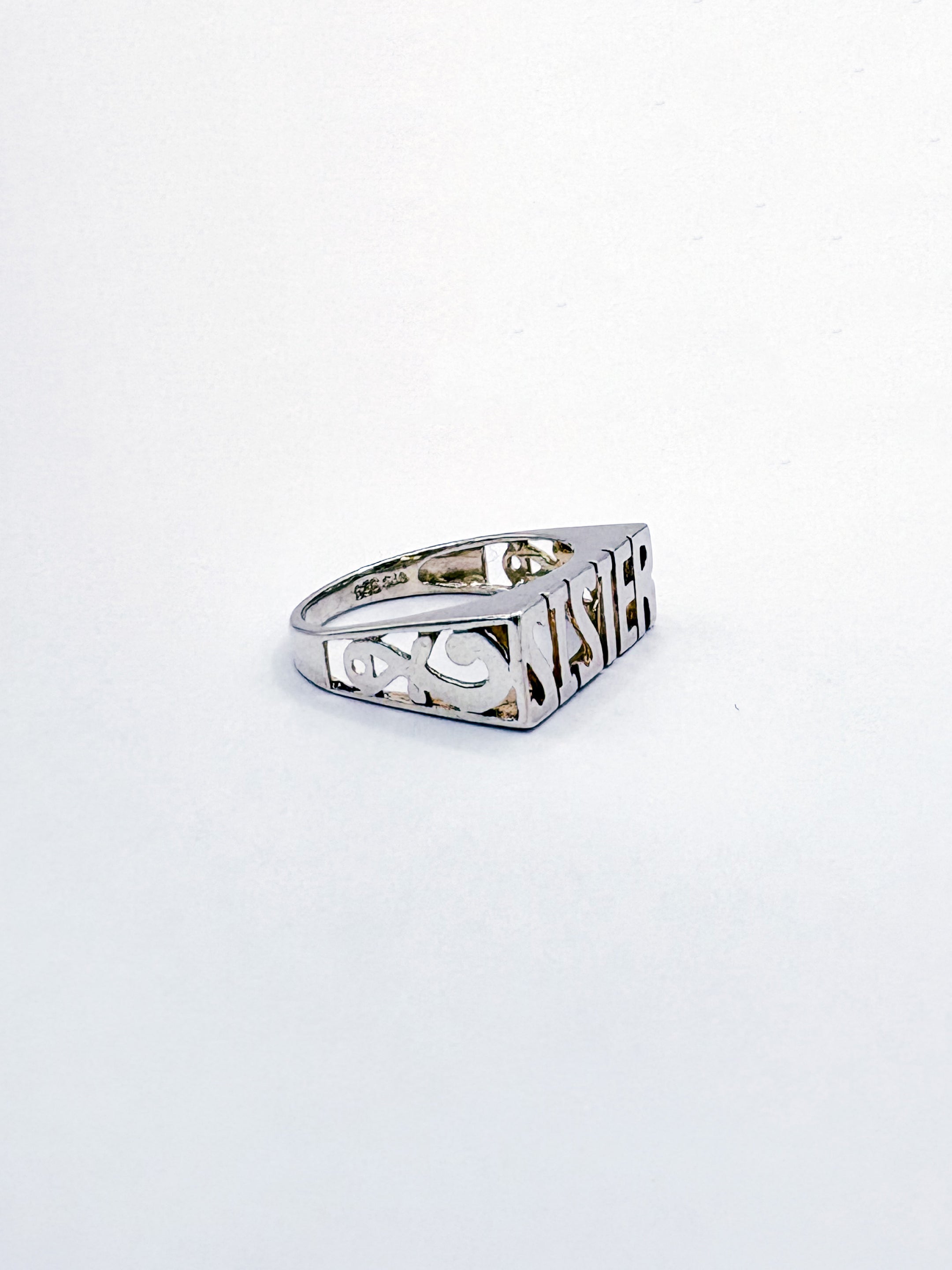 Sterling Silver 'SISTER' Pinky Ring