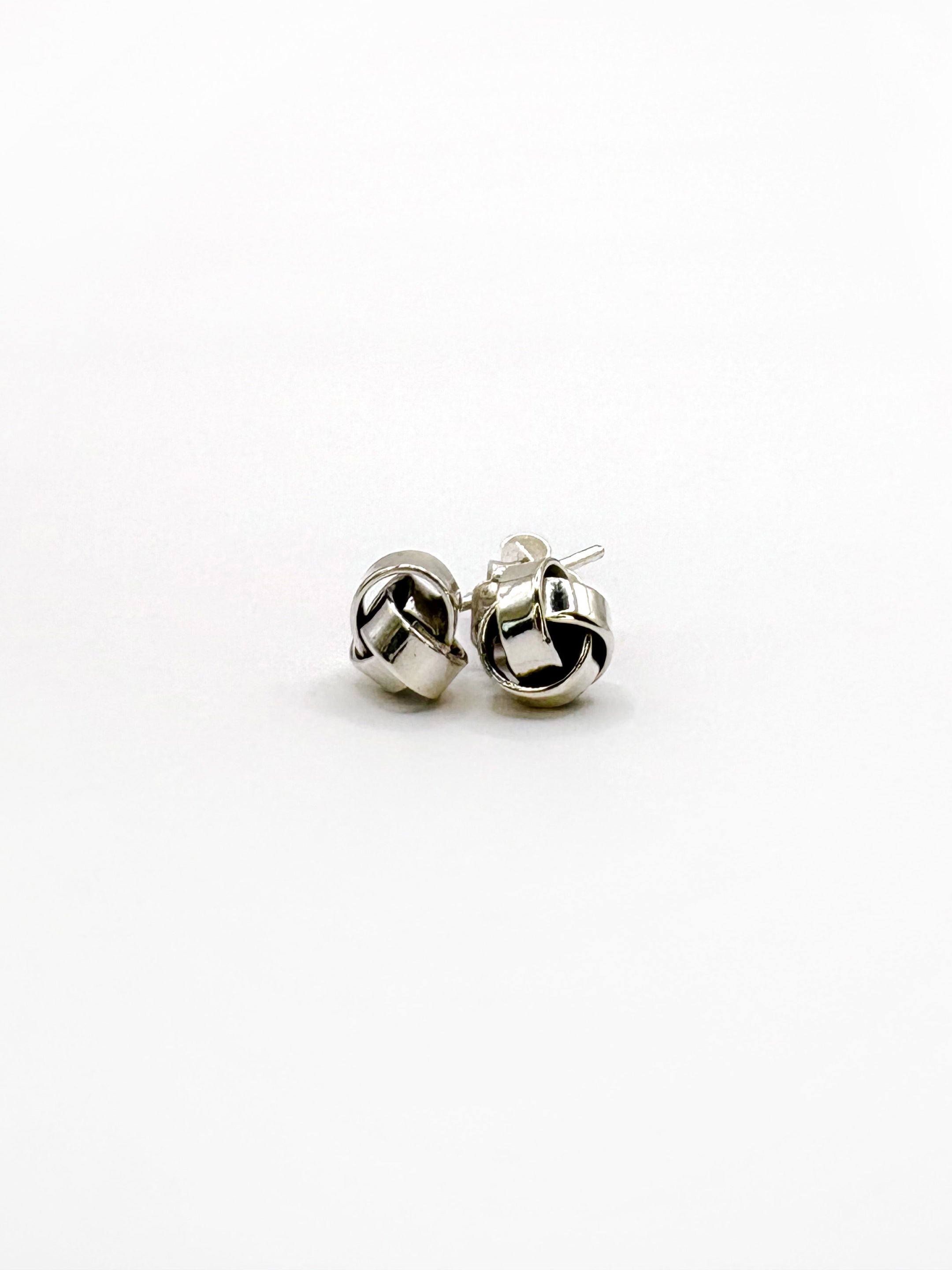 Sterling Silver Knot-Ball Stud Earrings