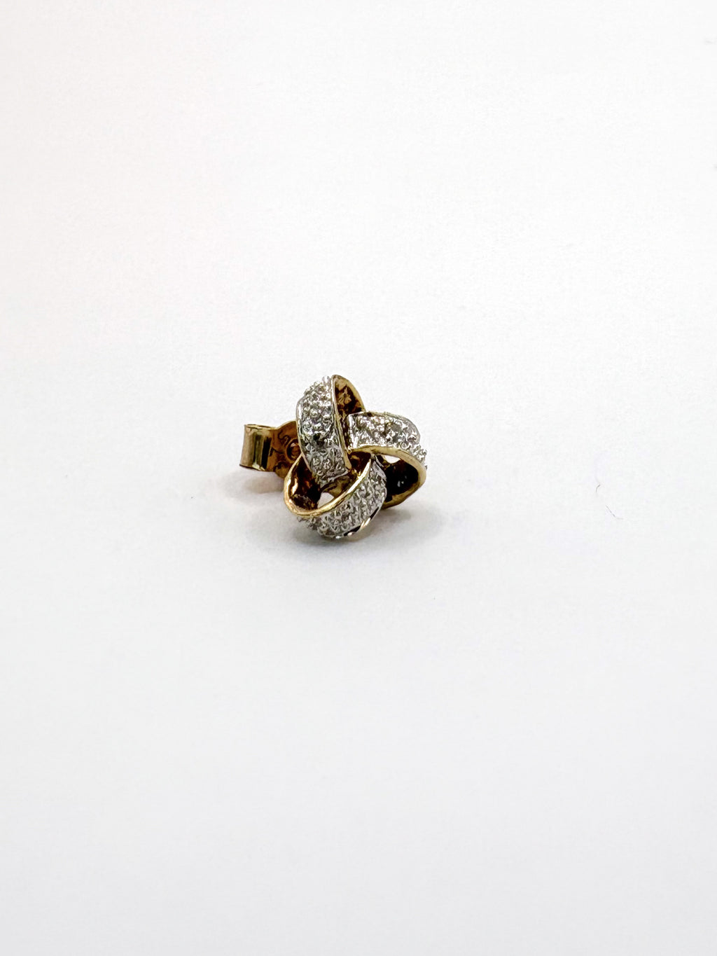 Single 9ct Gold Knot Stud with Diamonds