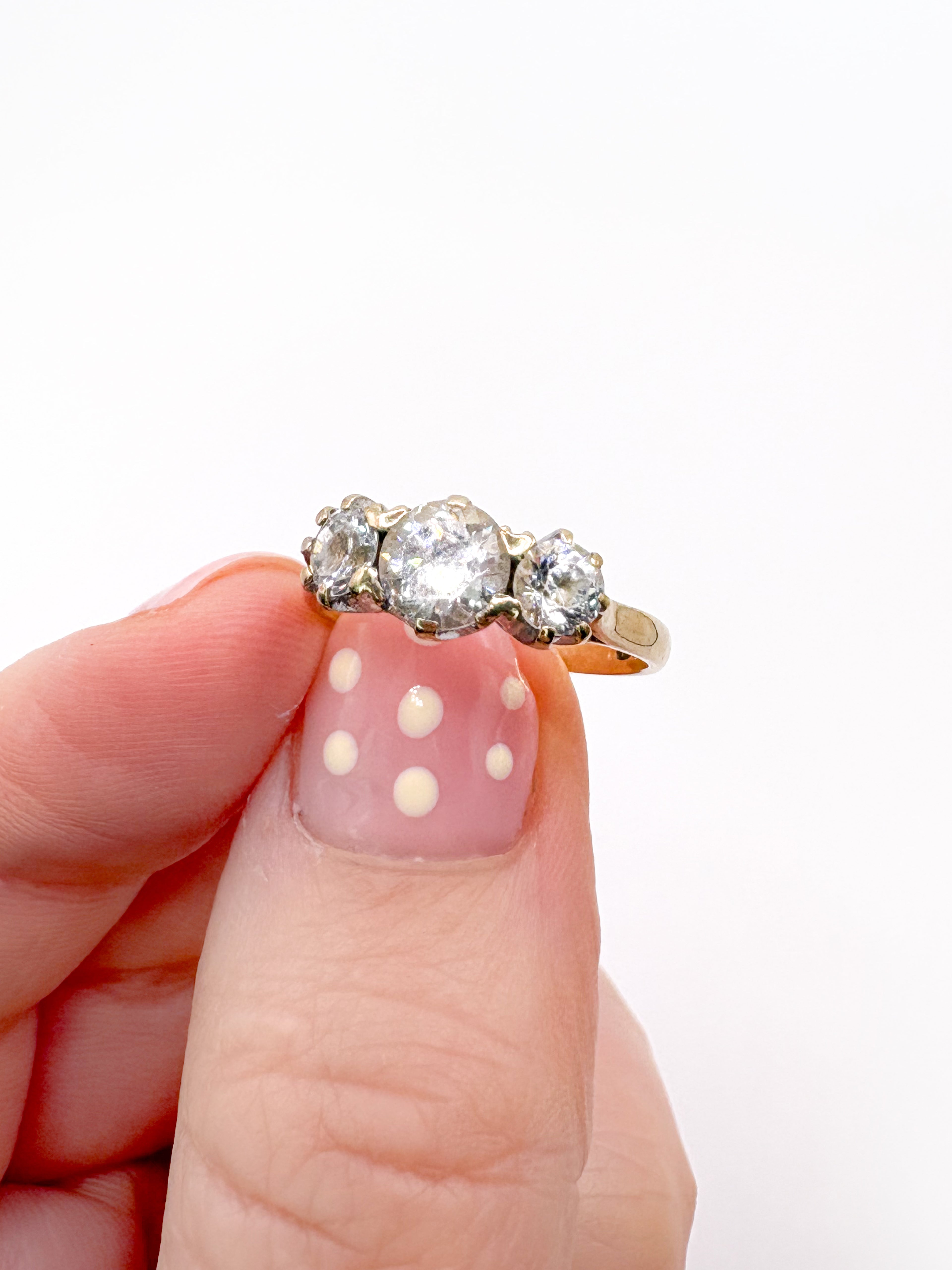 9ct Gold Trilogy Ring with Cubic Zirconia