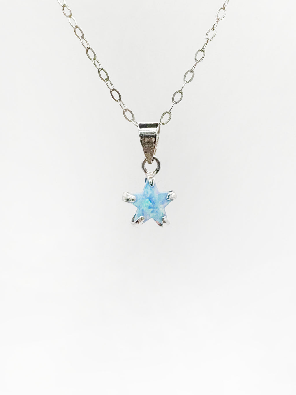 Sterling Silver Opal Star Necklace