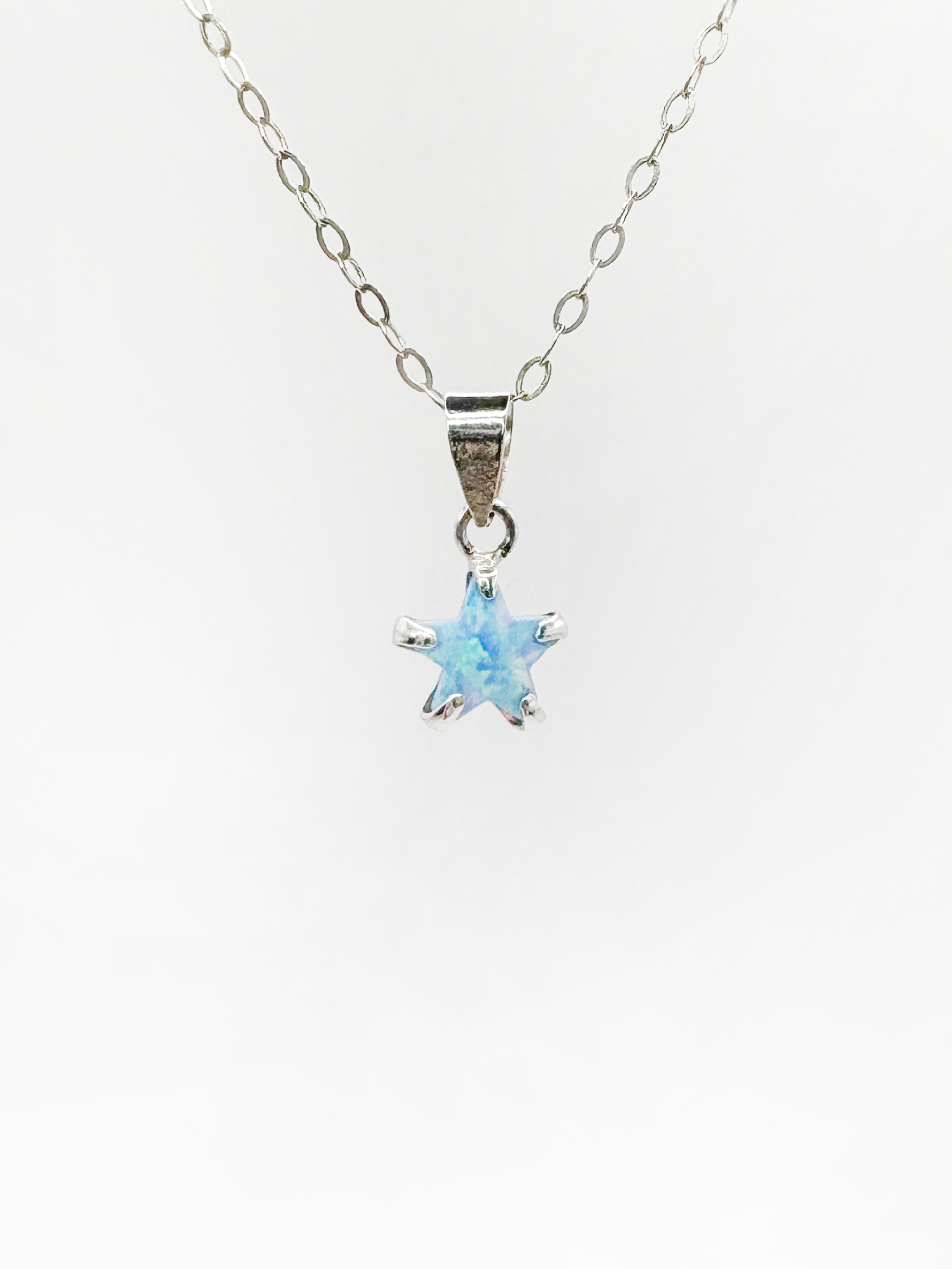 Sterling Silver Opal Star Necklace