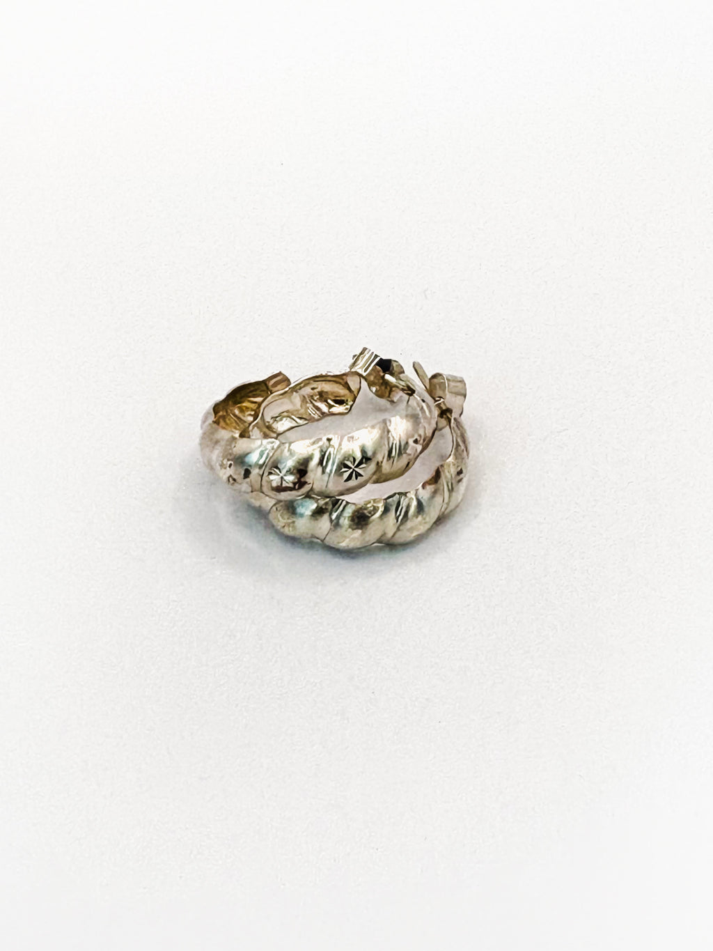 Sterling Silver Crimped Diamond Cut Star Hoops