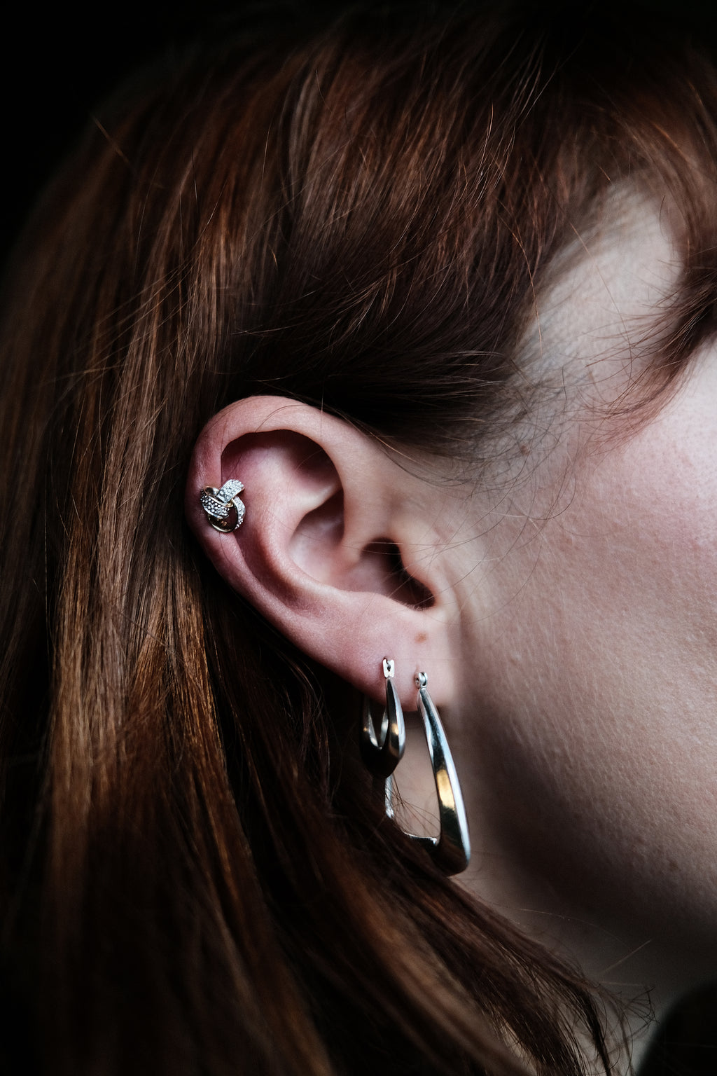 Large Sterling Silver Trapeze Hoops