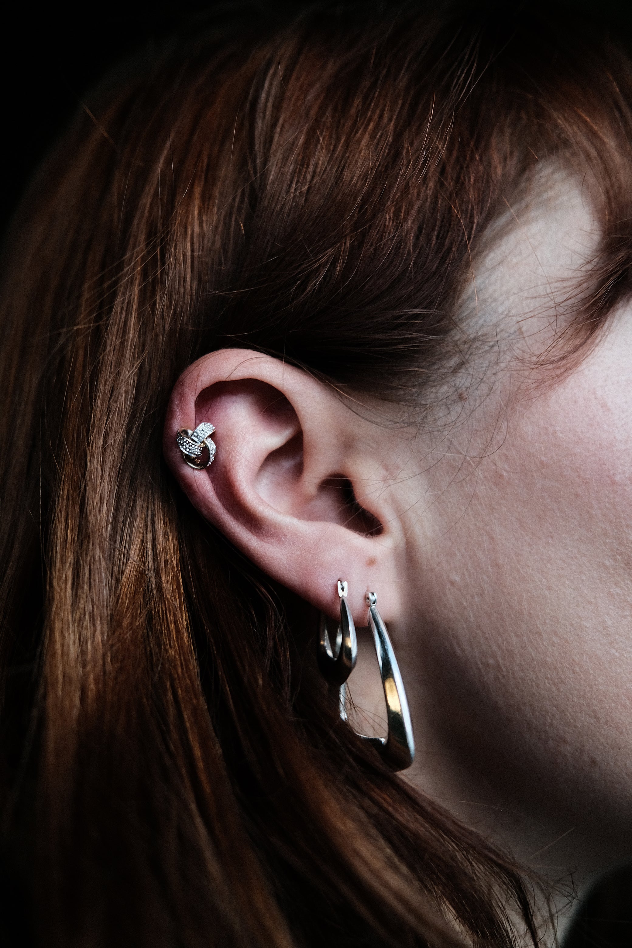 Large Sterling Silver Trapeze Hoops